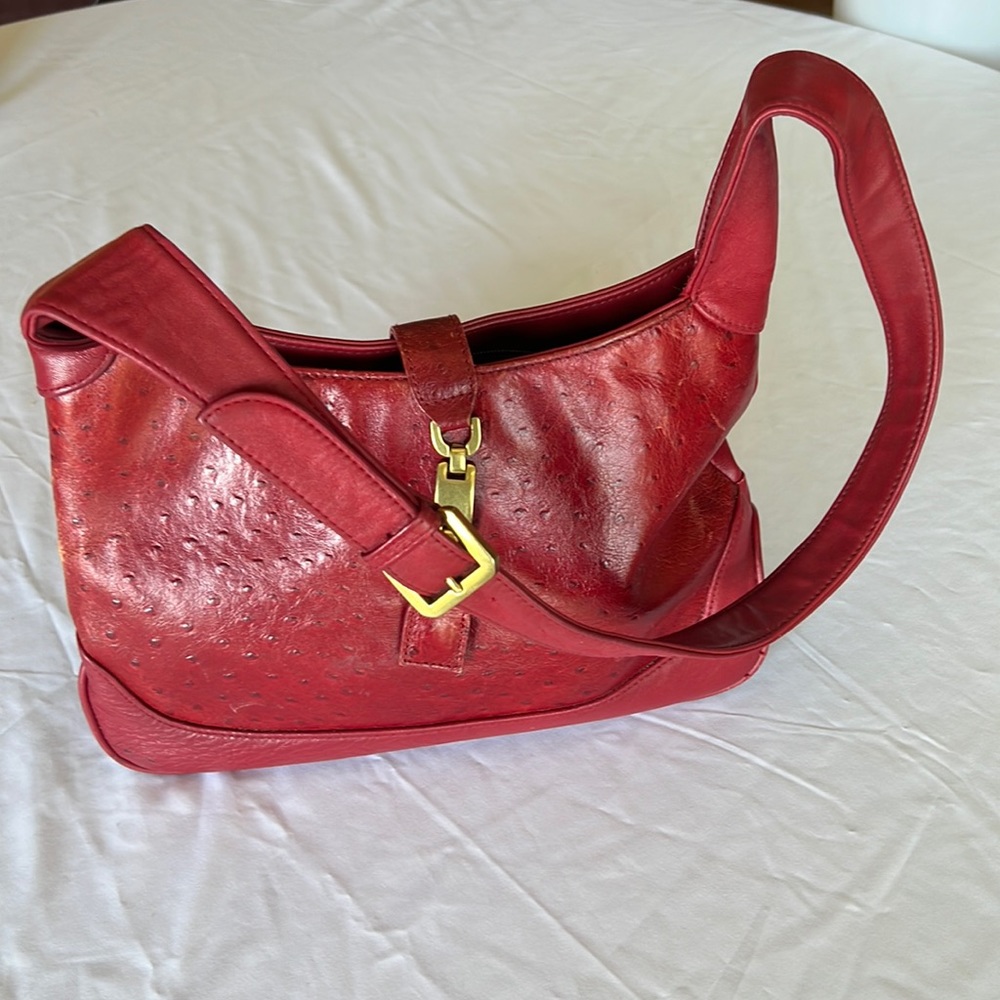 Gianni Bernini red leather handbag; good condition (some spots show wear)